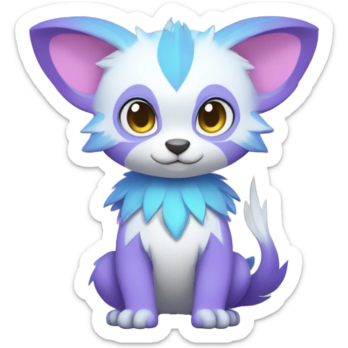 Cute cool white blue purple pink animal hybrid Fakemon full body sticker