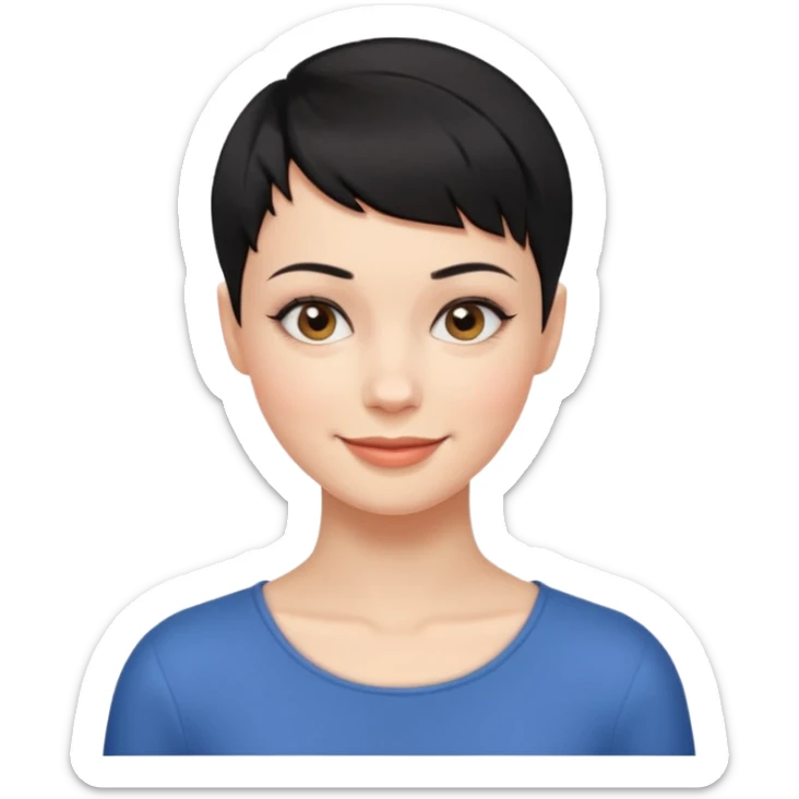 frau freche extreme schwarze Kurzhaarfrisur eine Seite fast keine Haare sticker