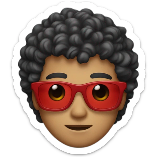 Square-jawed boy with curly hair and a degrade, wearing black sunglasses and a red hoodie. sticker