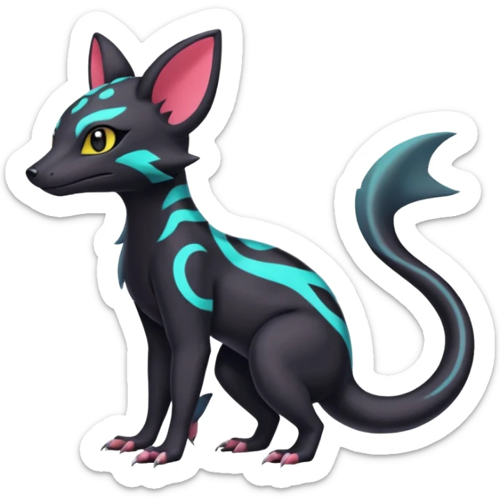 Neon pastel Salandit-Umbreon-Genet-Noivern-Civet-Hybrid (Full body) sticker