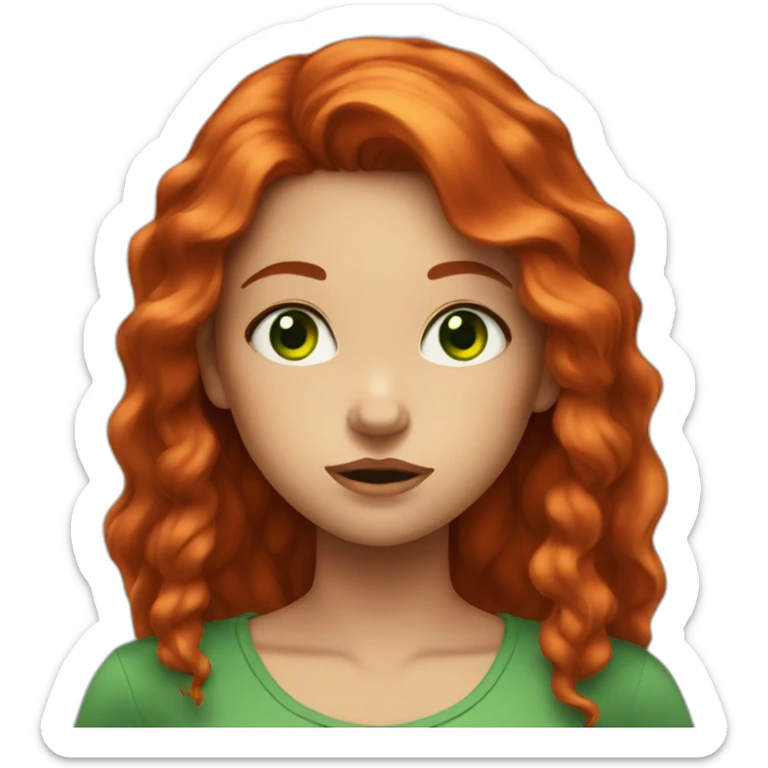 the girl with green eyes and red hair is very unhappy sticker