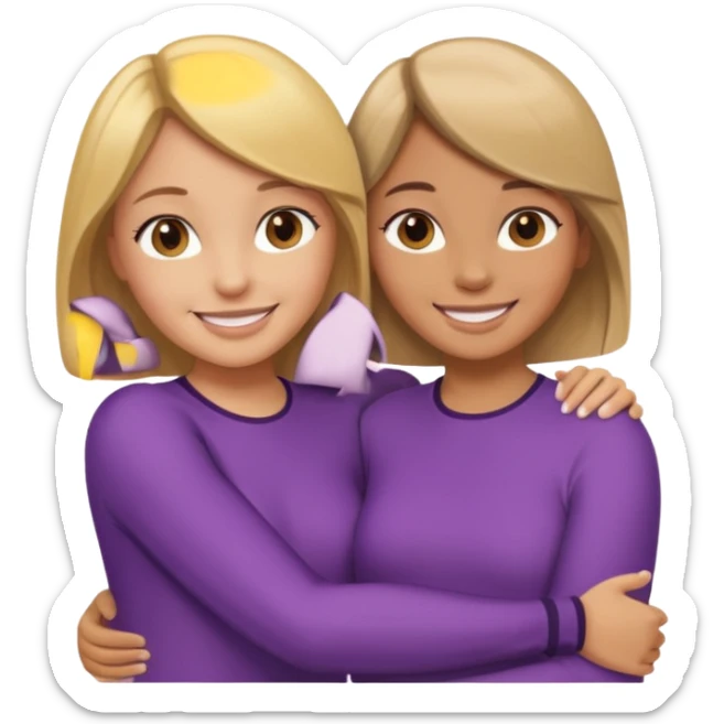 Two Girls with their arms around each other at summer camp one blonde one brown hair sticker