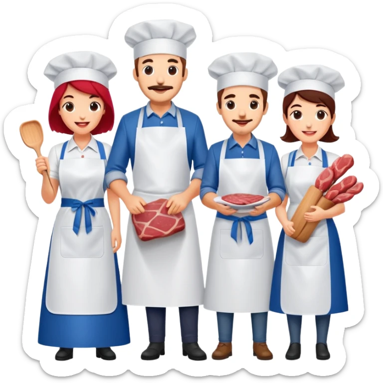 artists welcoming guests at a French  spam meat exhibition  sticker