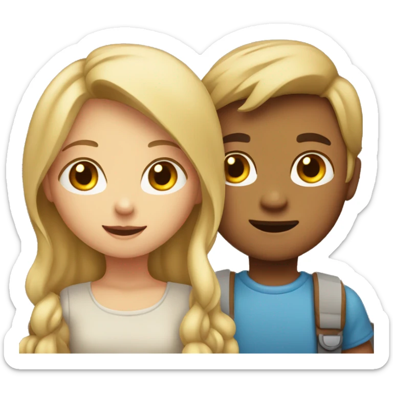 blonde girl and a boy with brown hair holding hands looking into the distance sticker