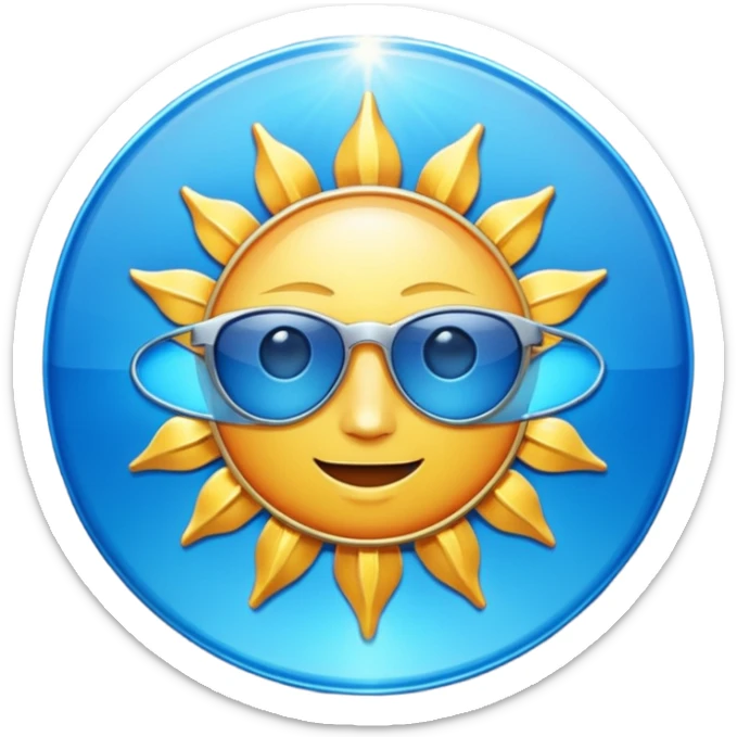 Verified badge with the body of a Sun ☀️ make the color blue and make sure they is no cartoon in it sticker