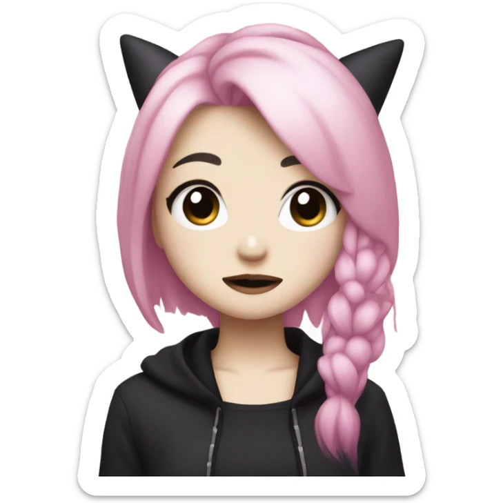 Kuromi Sanrio hello kitty girl with pink and blonde hair dark makeup emo sticker