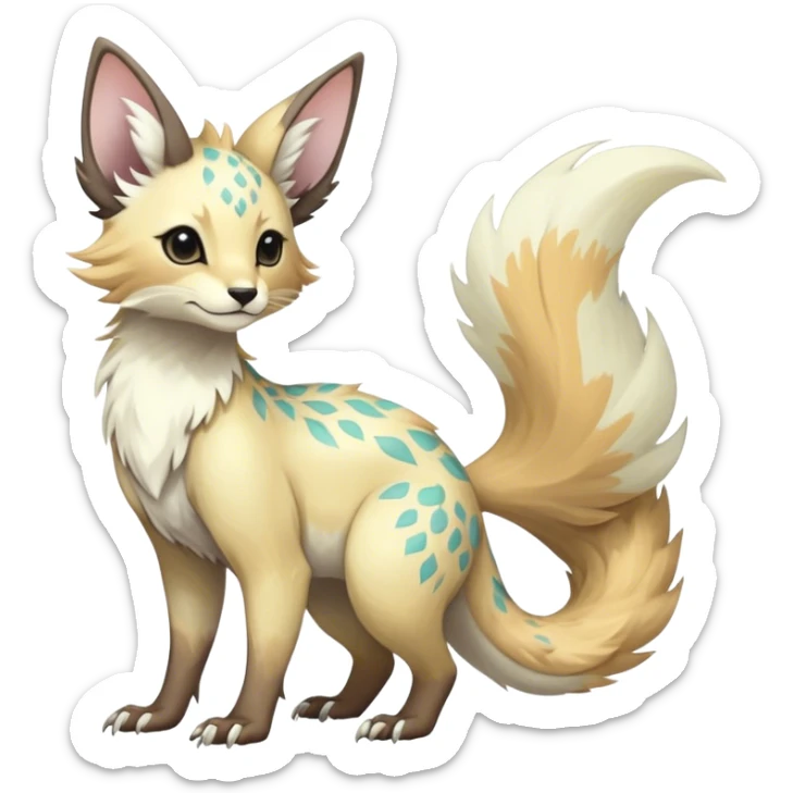 Epic Feral Rare Fantasy shiny pastel Vernid-Trico-species by LiLaiRa, random markings, tufted tail, tufted ears, full body sticker