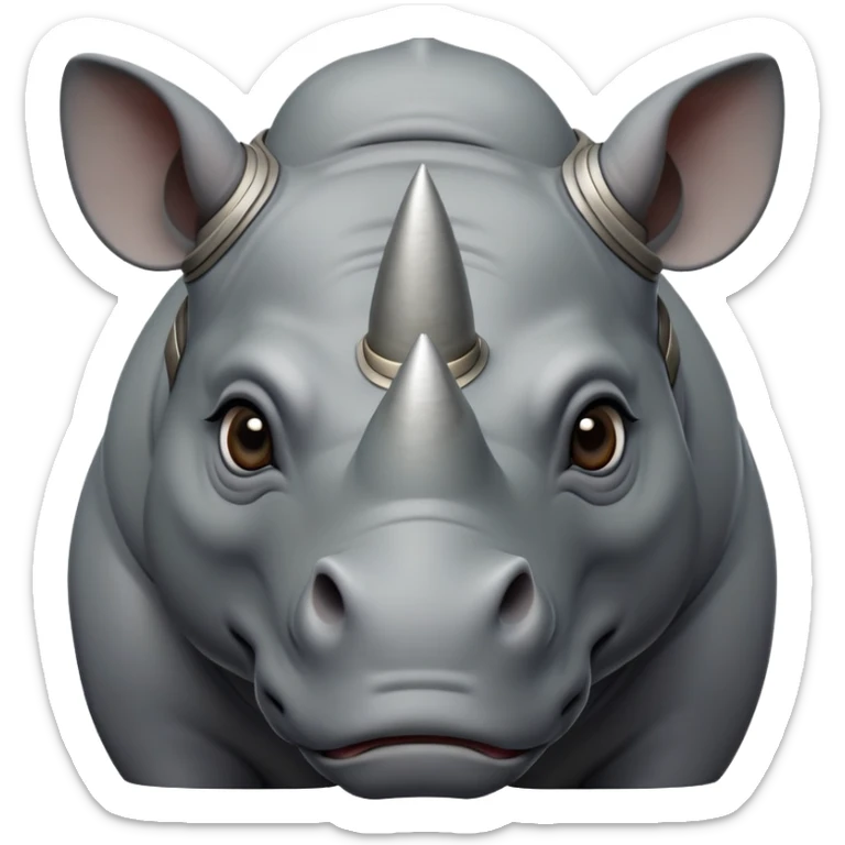 cinematic-noble-rhinoceros-portrait-emoji,-poised,-with-a-massive,-powerful-build-and-a-thick,-armored-hide-of-slate-gray,-deep-set-soulful-piercing-eyes,-simplified-yet-sharp-and-sophisticated-features,-highly-detailed, with large black eyes sticker