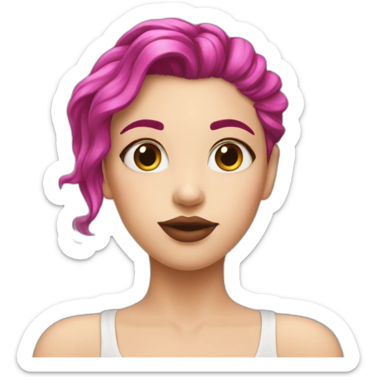 White girl with magenta hair send kiss sticker