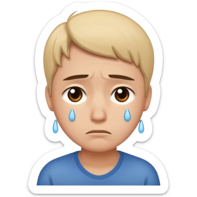 una persona mirándose con inseguridad, expresión triste y mirada hacia abajo sticker