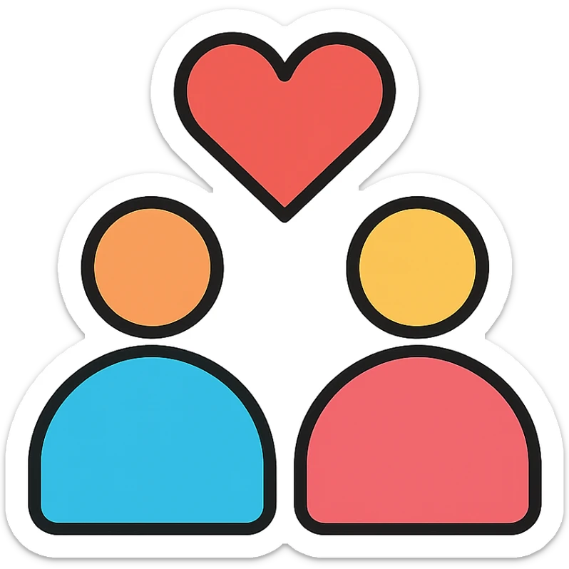 Heart between 2 people sticker