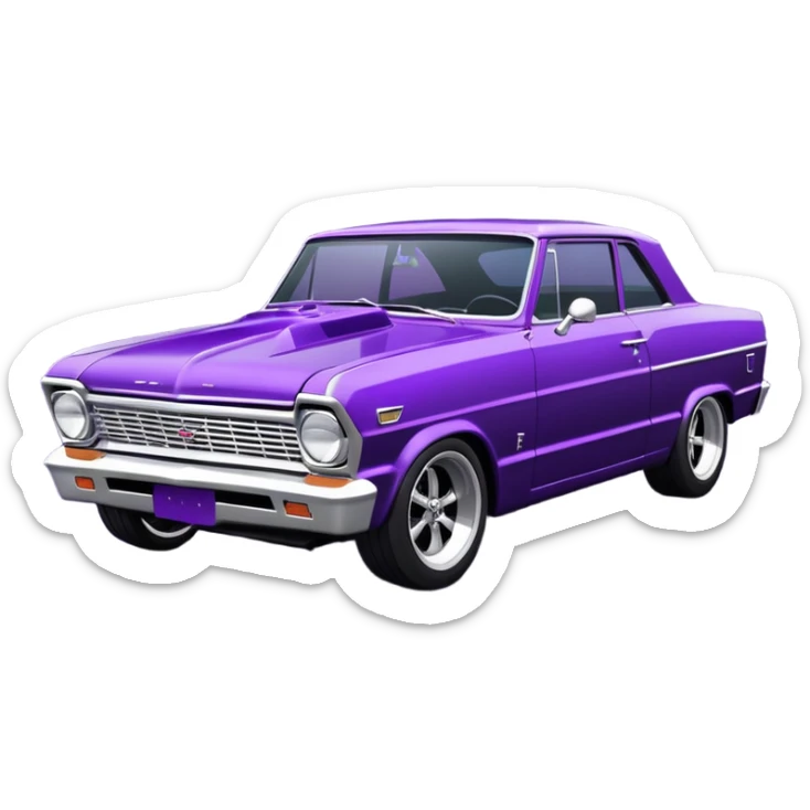 futuristic midnight-purple stealthy black metallic 1965 Chevy Nova SS street rat rod  understated  sticker