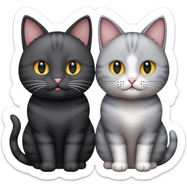 You can make an emoji of two cats looking at each other, one black and the other gray. sticker