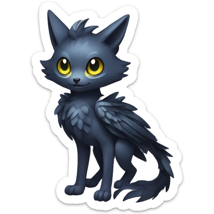 Cute cool shiny fantasy dark-shadow-themed animal hybrid Fakemon full body sticker