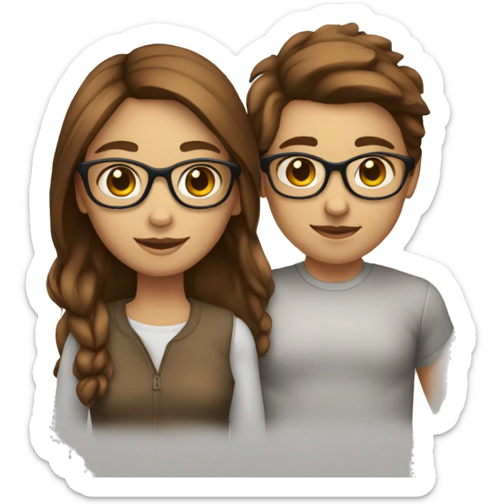 girl bestfriends both white with brown hair one of them has glasses sticker