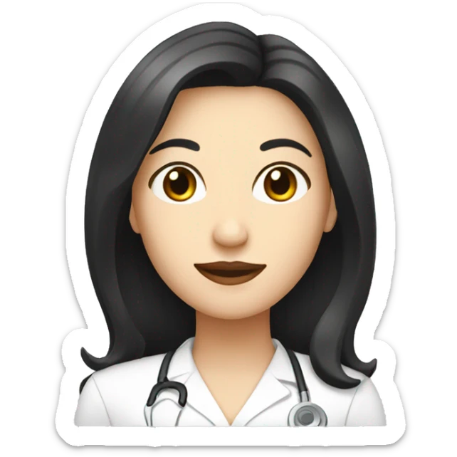 White woman with black hair who is nutricionist sticker