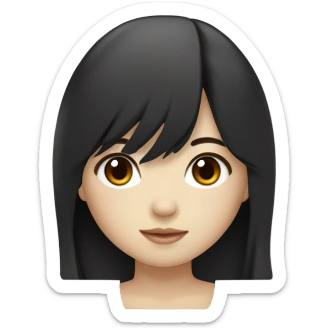Beautiful girl,Black hair,long hair,Bang hair,Beige eyes,Korean sticker