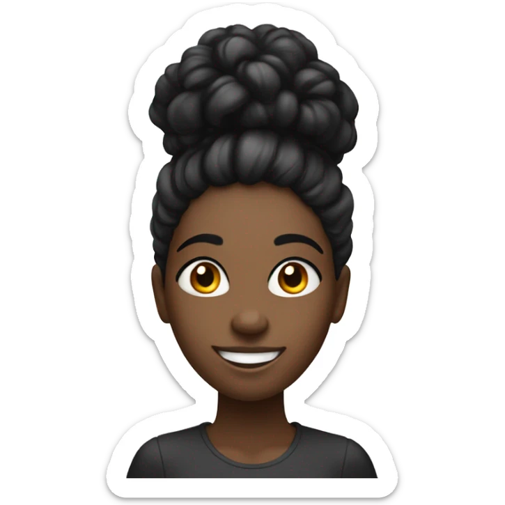 young black lady with bi eyes and big grin, with black hair, she is a software deeloper sticker