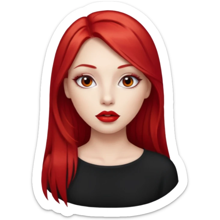 una chica con los labios y los ojos maquillados, de piel blanca con el pelo liso y largo y pelirrojo sticker