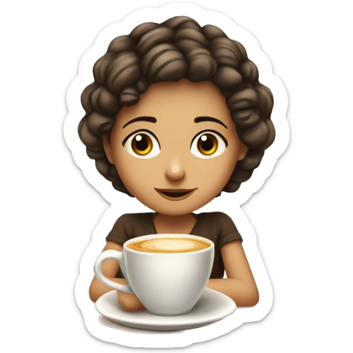 niña con pelo cafe  largo y lacio con volumen ojos cafes edad 12 conflicion delgada sticker