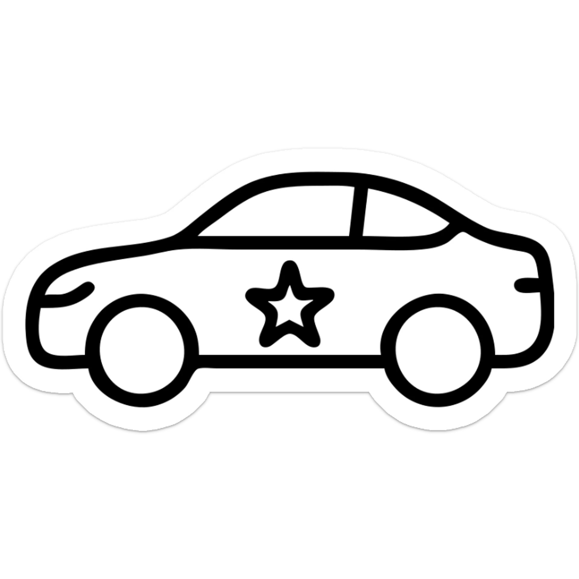 small gold star on the glossy black body of a premium car, clean lines, subtle reflections, modern and simple outlined icon sticker