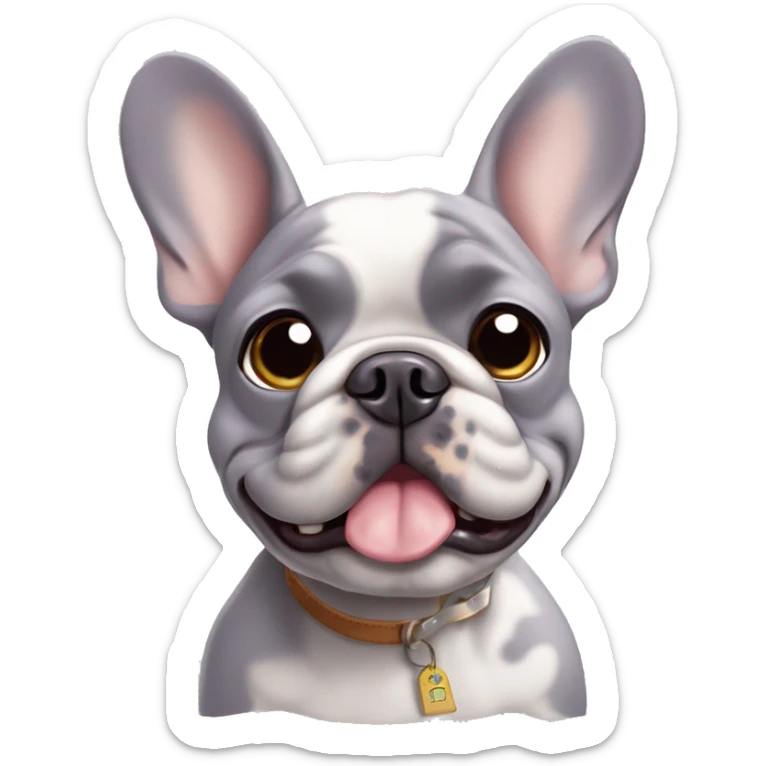 merle lilac french bulldog with name tag that says ricky  sticker