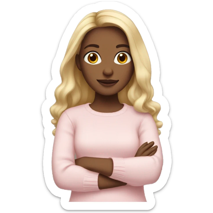 Girl with dark blonde hair wearing pale pink sweater sticker