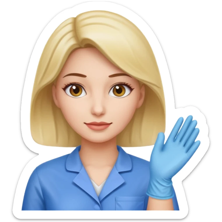 a woman in homecare wearing medical gloves sticker