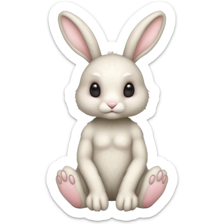 full body cute humanoid peacefull alien furry bunny with 6 legs and eye stalks sticker