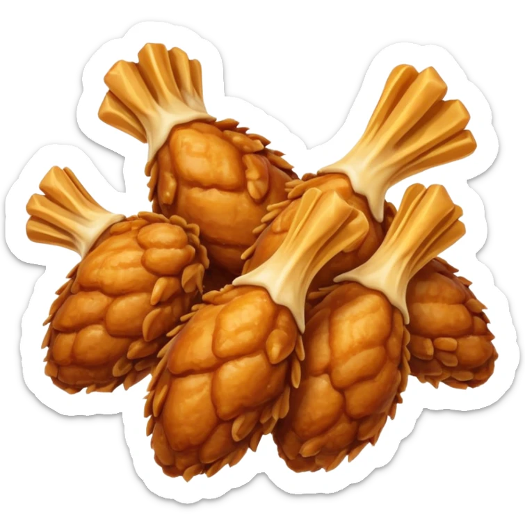 apple style emoji of fried chicken wings, golden and crispy, no text sticker