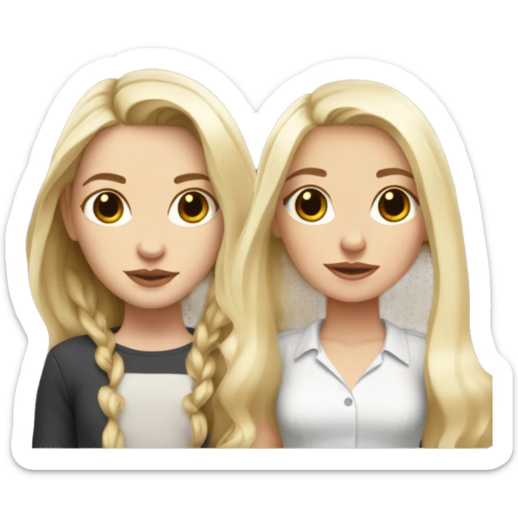 white blonde girl with long hair standing with frenchie with big ears sticker