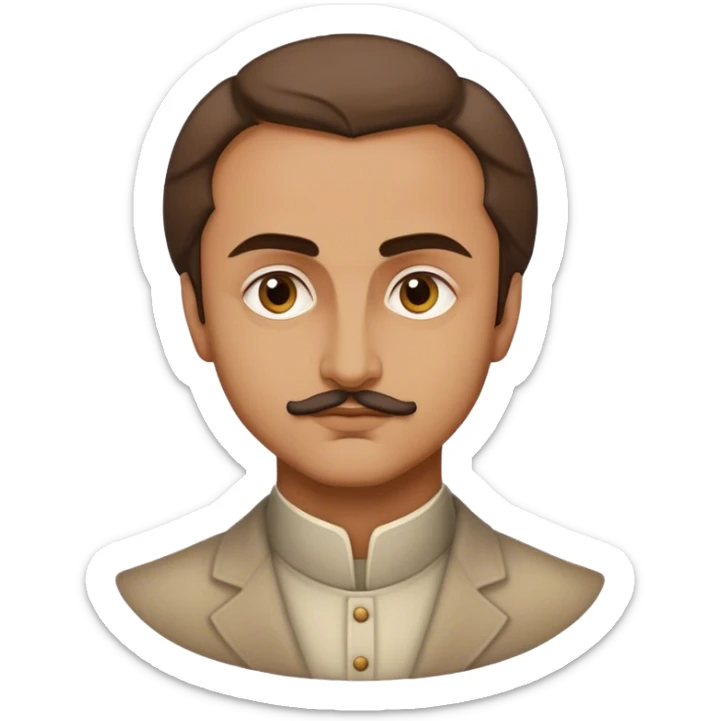 Cinematic Realistic Khalil Gibran Portrait Emoji, depicted as a poetic visionary with gentle thoughtful eyes in classic attire, rendered with soft textures and warm ethereal lighting that captures his literary spirit. sticker