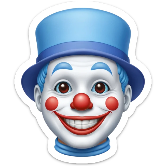 Chú hề đội mũ vuông xanh nước biển, cười tươi sticker
