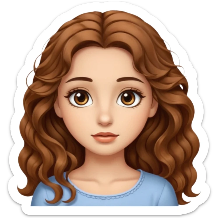 big brown eye long lashes wavy brown hair wheat skin beautiful girl  sticker