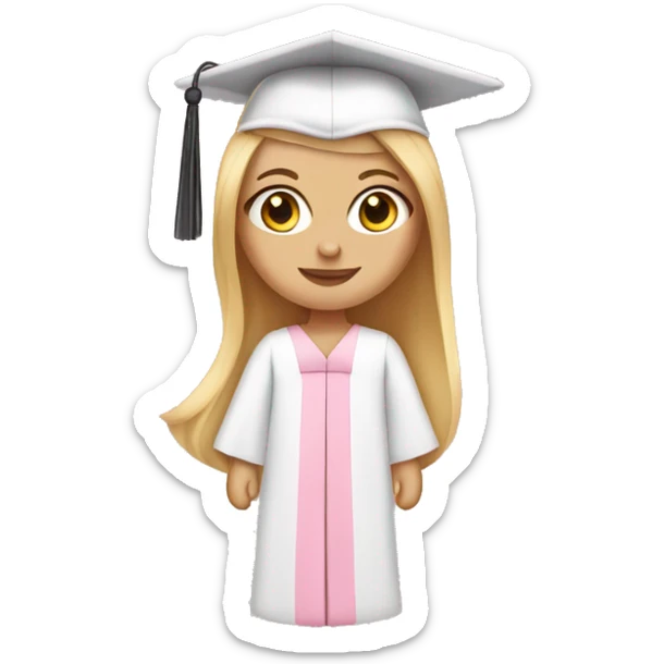 White Girl wearing baby pink graduation gown sticker