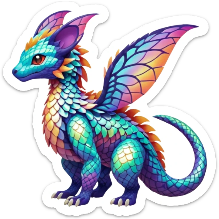 Elemental Exotic Colorful Fantasy Pokémon-Fakémon-hybrid-creature (full body) sticker