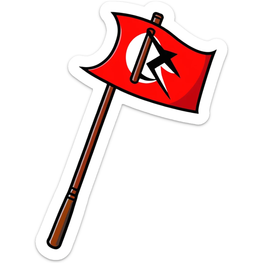 Revolutionary red banner with hammer and sickle symbol from 1918 Russian Civil War sticker