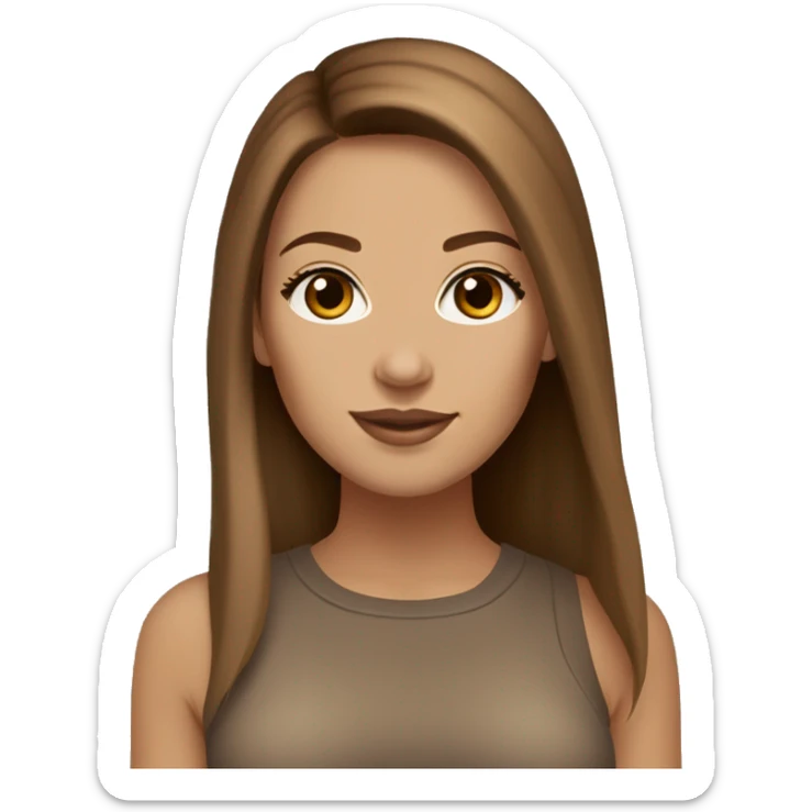 beautiful woman, straight long light brown hair, brown eyes with box of ugg shoes sticker