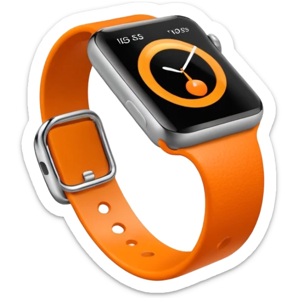 a orange apple watch with fitness rings in the style of an ios emoji  sticker