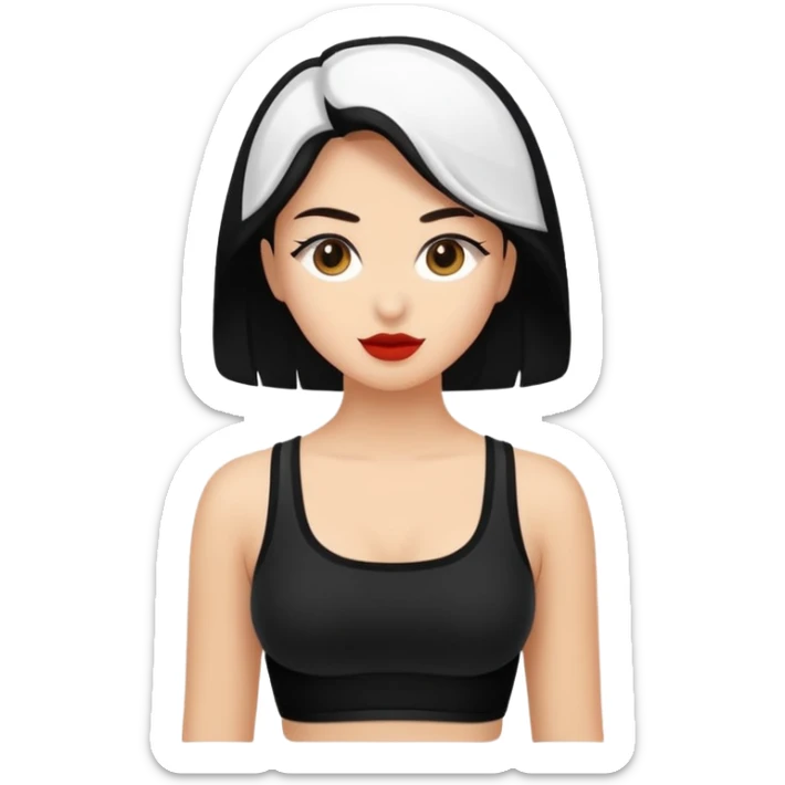 Siyah uzun saçlı siyah ceket  polar ceket ceket gevşek biraz omzundan çıkıyormuş gibi ve bugday ten rengi soltaraftaki omzundan çıkık sadece içinde de siyah crop var crop  sticker