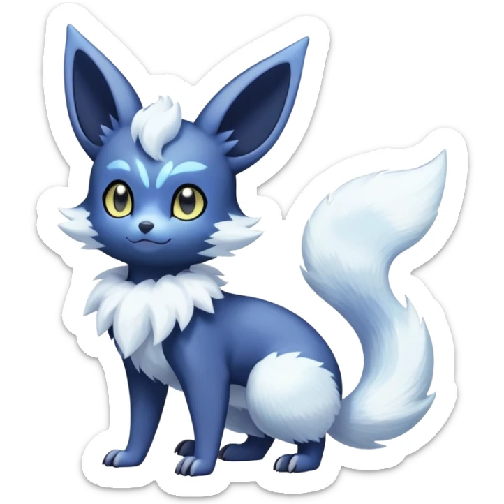 Shiny snowy pastel Noibat-Meowstic-Umbreon-Fakémon-hybrid-creature (full body)  sticker