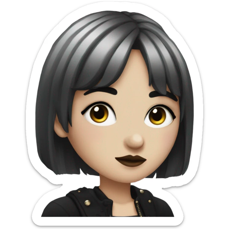 Country goth girl with short black hair and bangs and nose piercings sticker