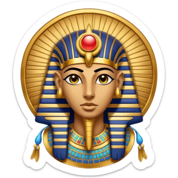 An emoji of the Egyptian god Ra. He has a falcon's head and wears a sun disk on top, with a solemn expression.

 sticker