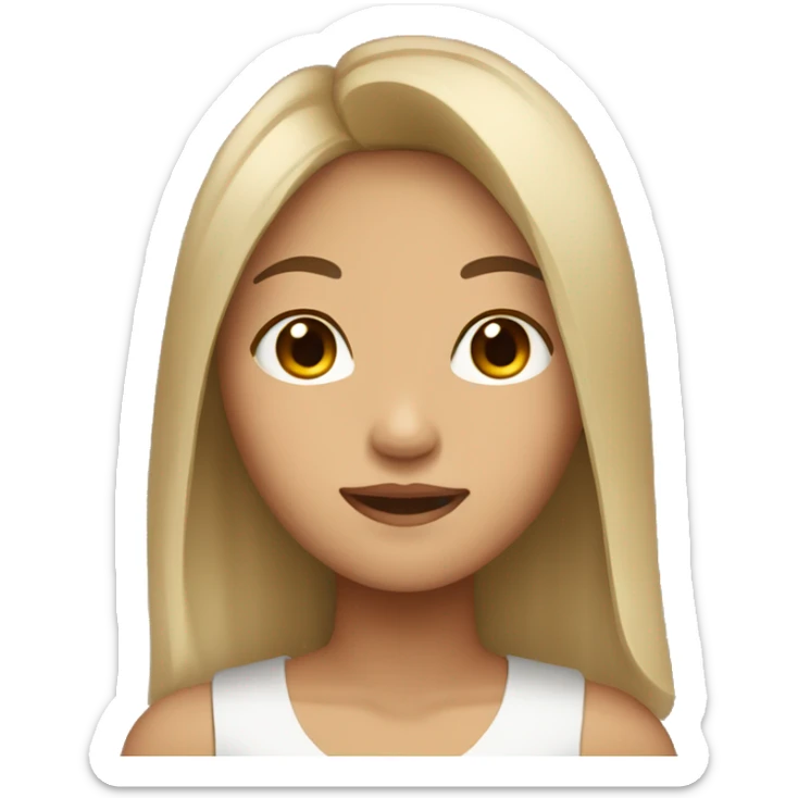 slightly tan Asian girl with shouder-length dark brown hair sticker