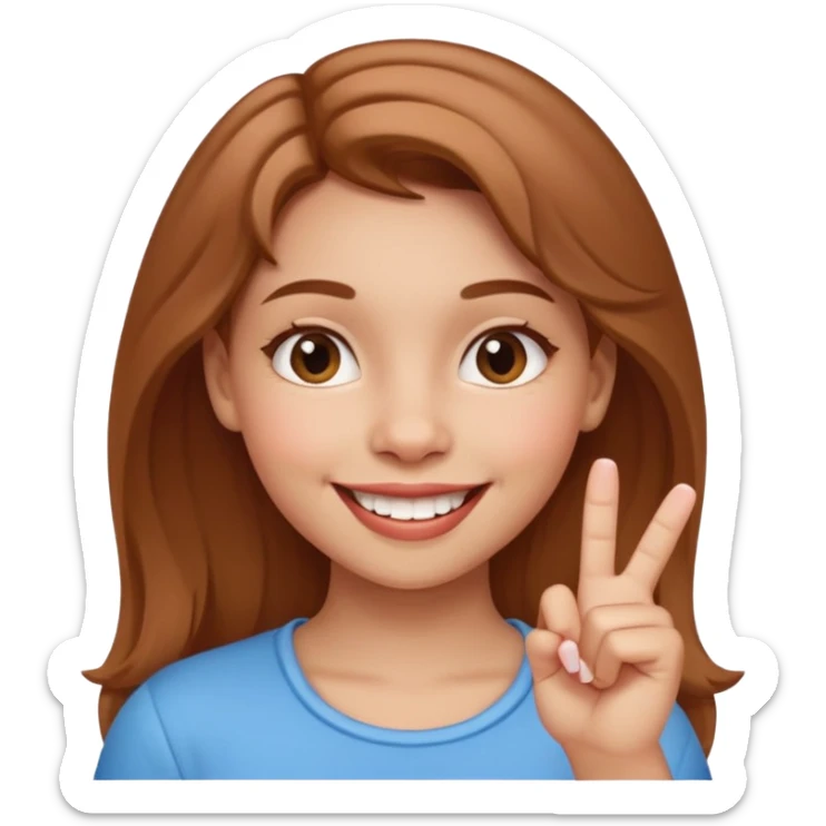 Emoji de una chica con el dedo sobre una esquina de los dientes sonriendo de forma coqueta   sticker