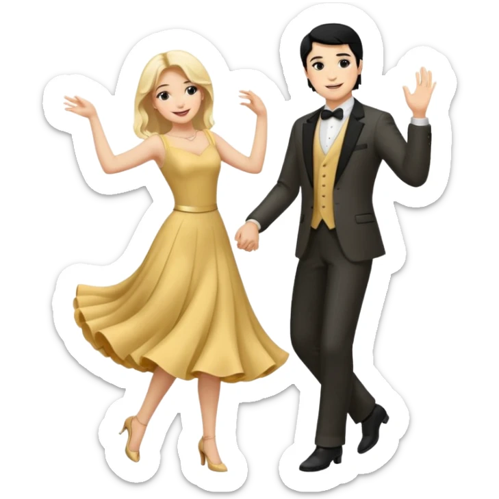 couple dancing full body man black hair woman blonde sticker