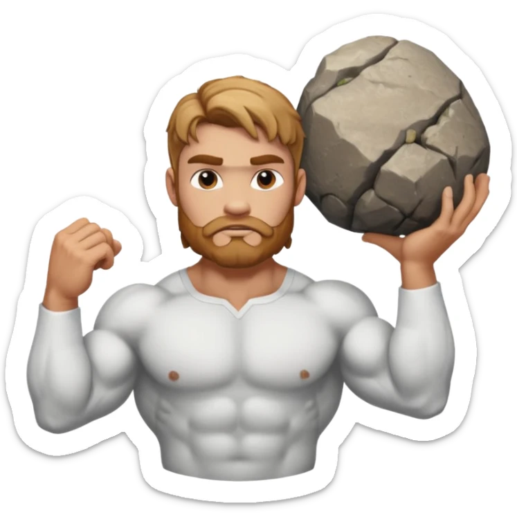 Atlas the greek god with a boulder and shirt sticker