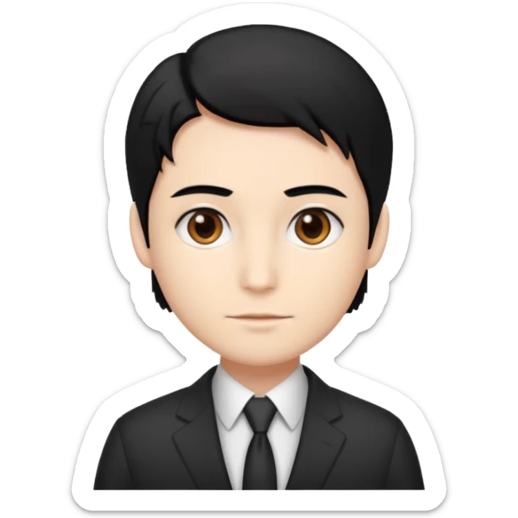 professional with white skin, straight hair black, brown eyes, sticker