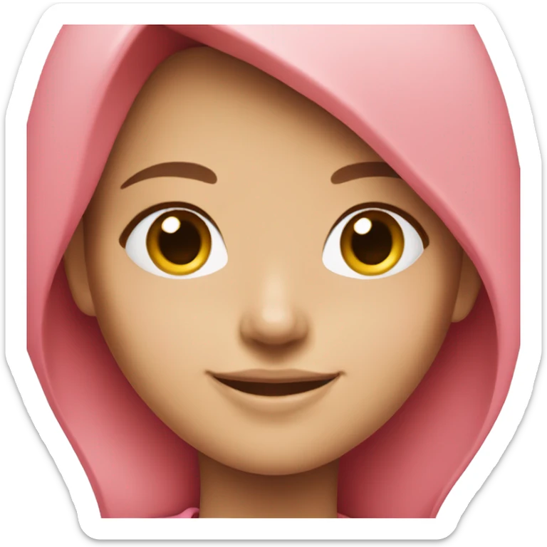 White girl, bright smile, red long hair, wearing pink hoodie sticker