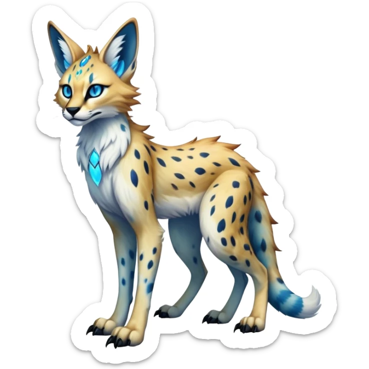 Epic Edgy Colorful ethereal eldritch Sergal-Serval-Fionbri full body sticker